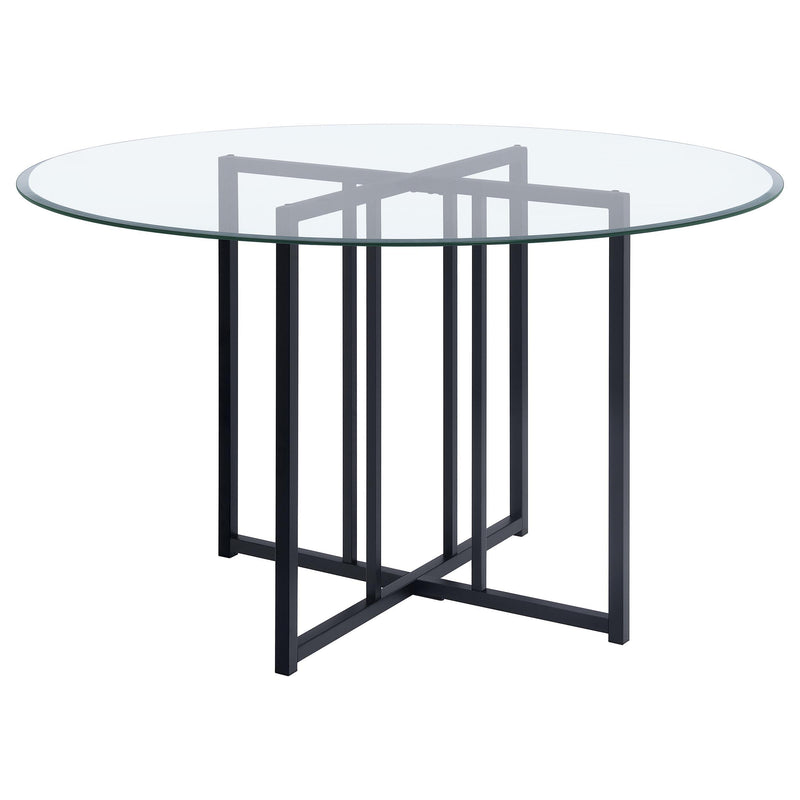 Pace 48-inch Round Glass Top Dining Table Matte Black - 115210BLK
