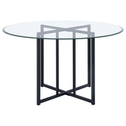 Pace 48-inch Round Glass Top Dining Table Matte Black - 115210BLK