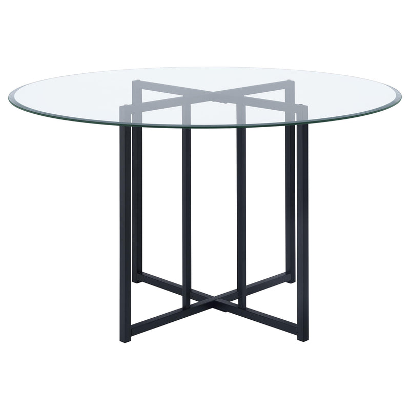 Pace 48-inch Round Glass Top Dining Table Matte Black - 115210BLK