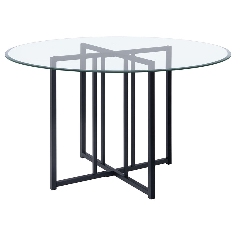 Pace 48-inch Round Glass Top Dining Table Matte Black - 115210BLK
