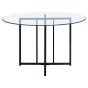 Pace 48-inch Round Glass Top Dining Table Matte Black - 115210BLK