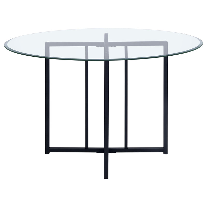 Pace 48-inch Round Glass Top Dining Table Matte Black - 115210BLK