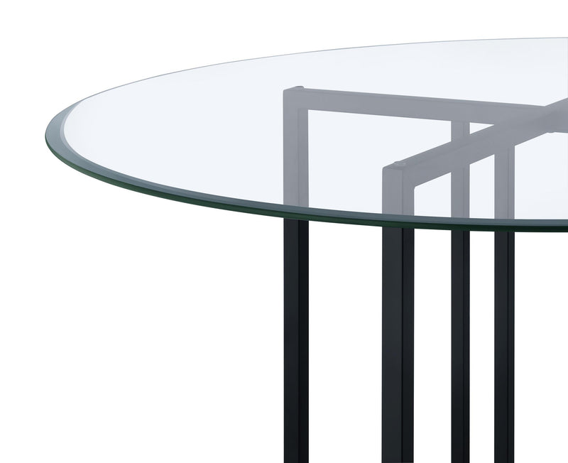 Pace 48-inch Round Glass Top Dining Table Matte Black - 115210BLK