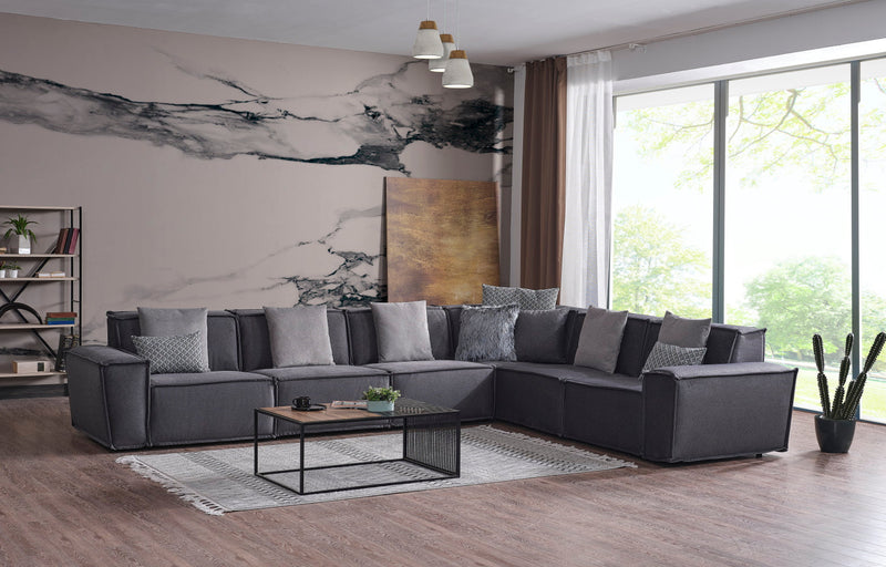 Padova Sectional With Ottoman Grey in Grey - 105-PAD-GREY-SET
