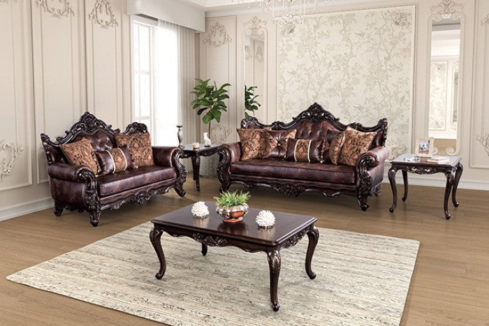 Palencia Dark Cherry/Brown Loveseat - FM65005BR-LV
