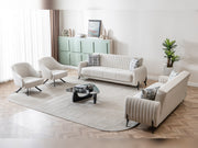 Palermo 3-pieces (Sofa & Loveseat & Chair) Livingroom Set Cream in Cream - 101-PAL-ROM01-321