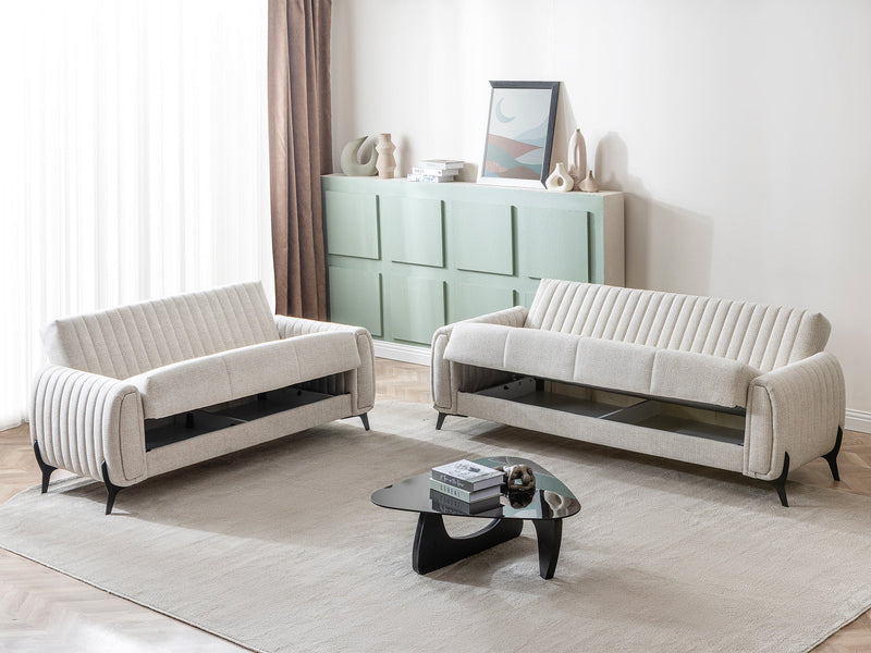 Palermo 3-pieces (Sofa & Loveseat & Chair) Livingroom Set Cream in Cream - 101-PAL-ROM01-321