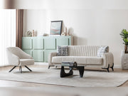 Palermo 3-pieces (Sofa & Loveseat & Chair) Livingroom Set Cream in Cream - 101-PAL-ROM01-321