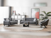 Palermo 3-pieces (Sofa & Loveseat & Chair) Livingroom Set Grey in Grey - 101-PAL-ROM07-321