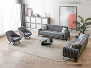 Palermo 3-pieces (Sofa & Loveseat & Chair) Livingroom Set Grey in Grey - 101-PAL-ROM07-321