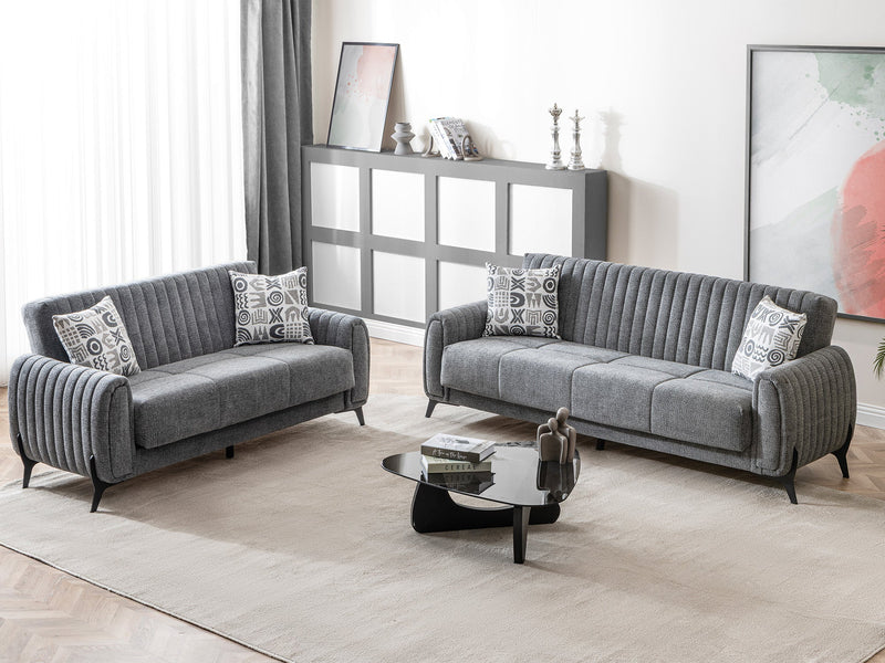 Palermo 3-pieces (Sofa & Loveseat & Chair) Livingroom Set Grey in Grey - 101-PAL-ROM07-321