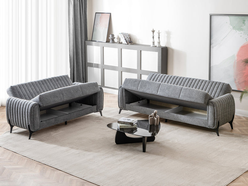 Palermo 3-pieces (Sofa & Loveseat & Chair) Livingroom Set Grey in Grey - 101-PAL-ROM07-321