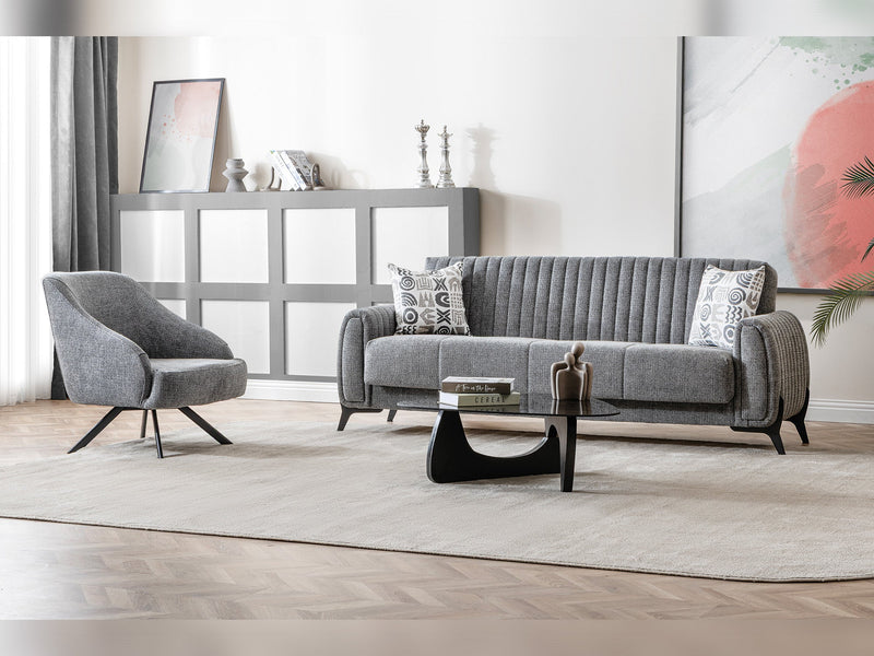 Palermo 3-pieces (Sofa & Loveseat & Chair) Livingroom Set Grey in Grey - 101-PAL-ROM07-321