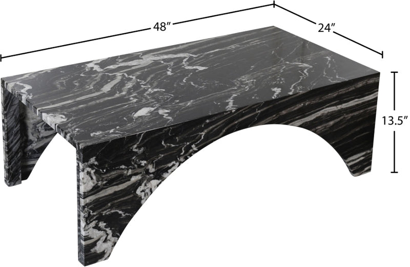 Palermo Marble Coffee Table in Black - 99093Black-CT