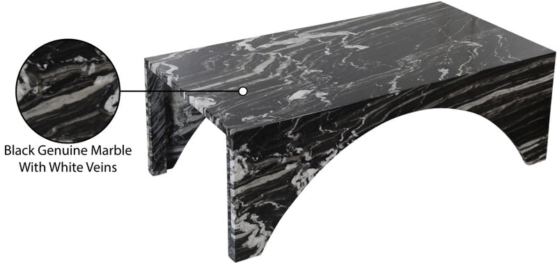 Palermo Marble Coffee Table in Black - 99093Black-CT