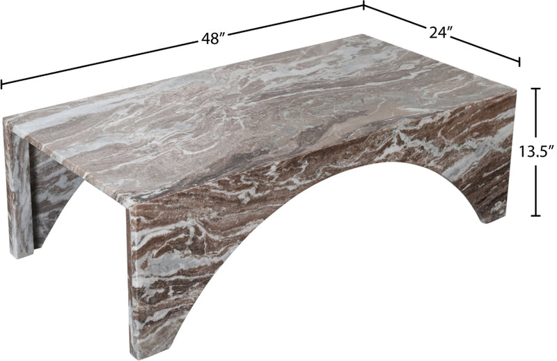 Palermo Marble Coffee Table in Brown - 99093Brown-CT