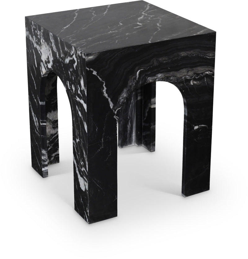 Palermo Marble End Table in Black - 99093Black-ET