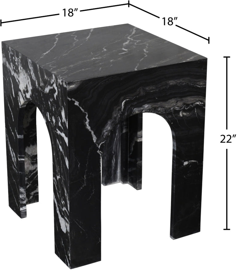 Palermo Marble End Table in Black - 99093Black-ET