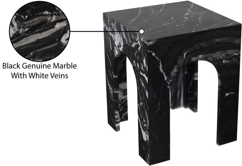 Palermo Marble End Table in Black - 99093Black-ET