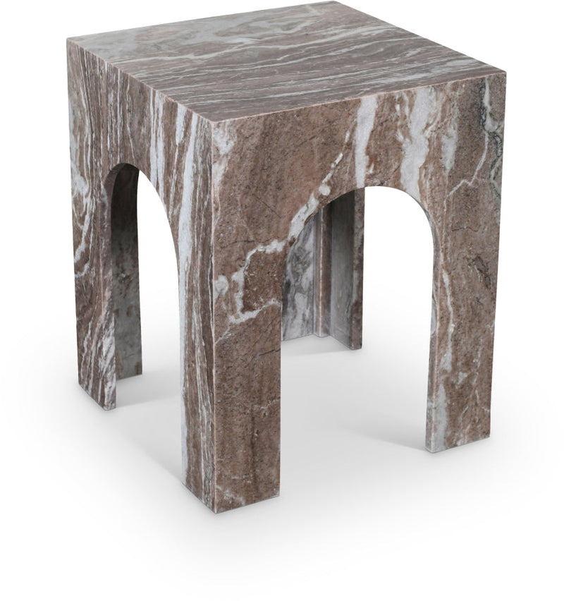 Palermo Marble End Table in Brown - 99093Brown-ET