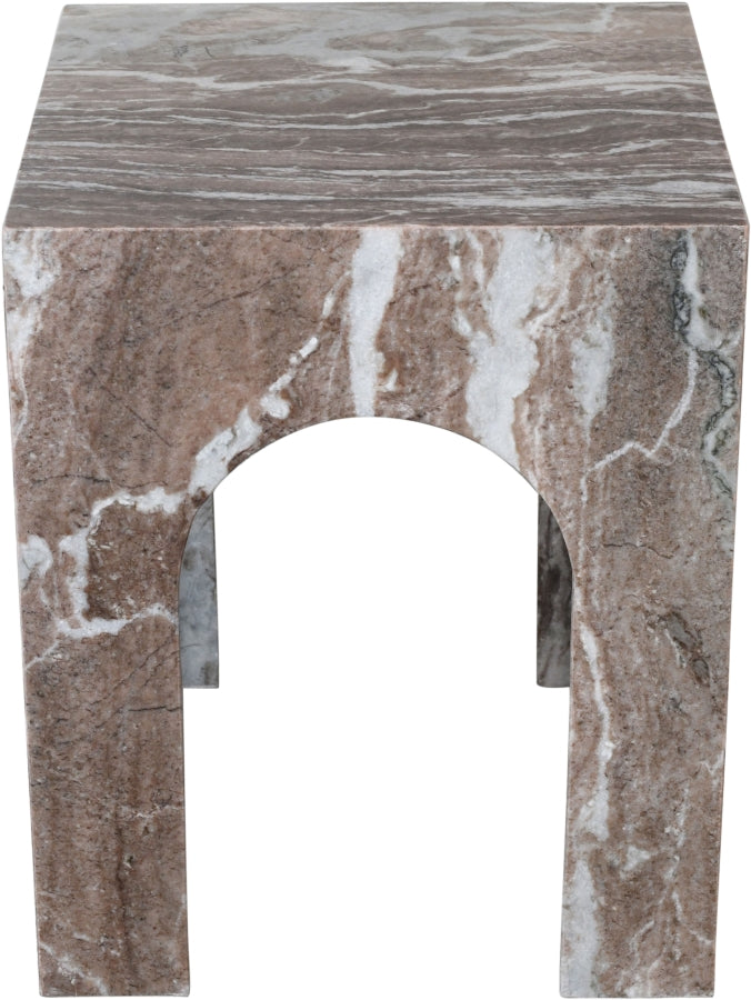 Palermo Marble End Table in Brown - 99093Brown-ET