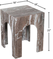 Palermo Marble End Table in Brown - 99093Brown-ET