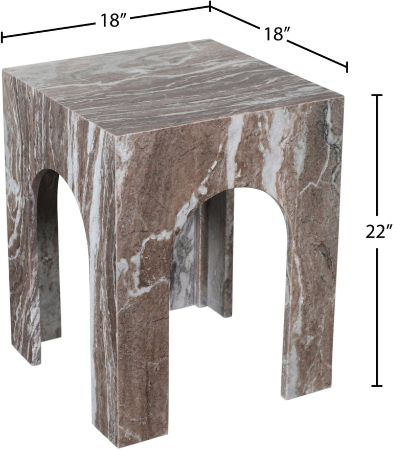 Palermo Marble End Table in Brown - 99093Brown-ET