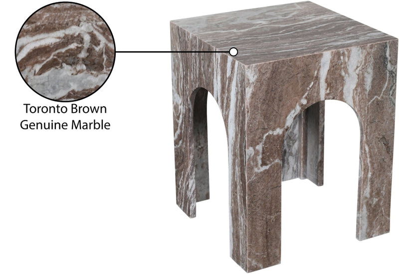 Palermo Marble End Table in Brown - 99093Brown-ET