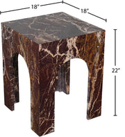 Palermo Marble End Table in Burgundy - 99093Cherry-ET