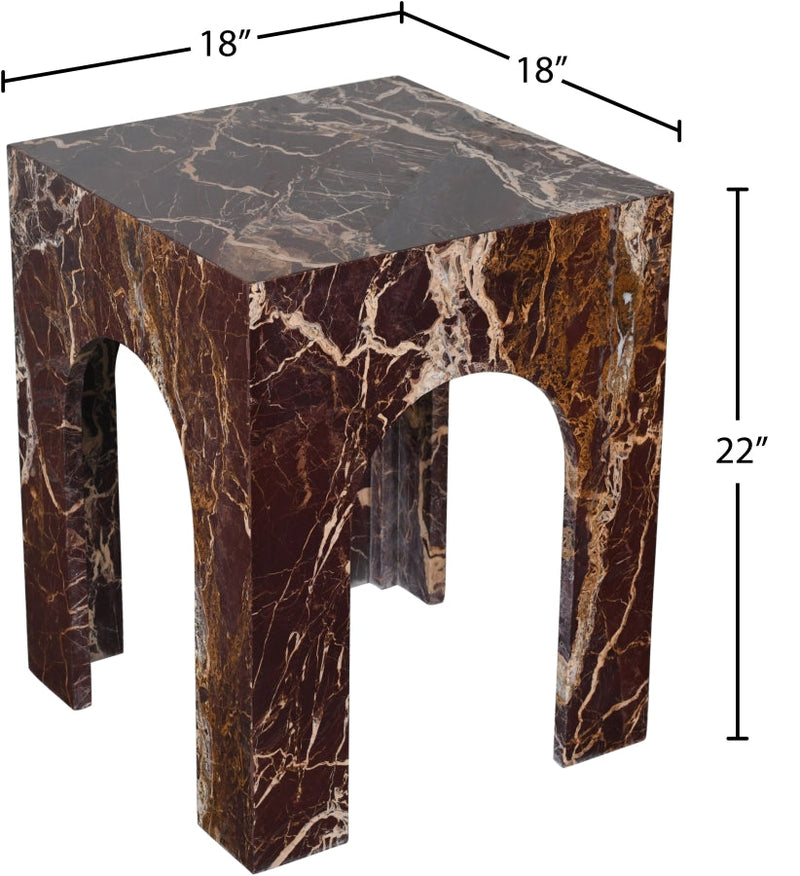 Palermo Marble End Table in Burgundy - 99093Cherry-ET