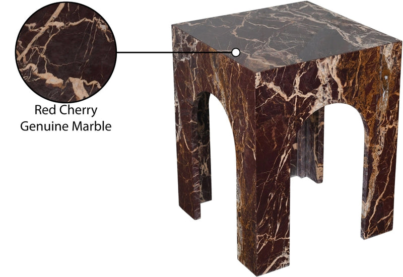 Palermo Marble End Table in Burgundy - 99093Cherry-ET