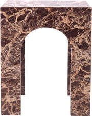 Palermo Marble End Table in Burgundy - 99093Cherry-ET