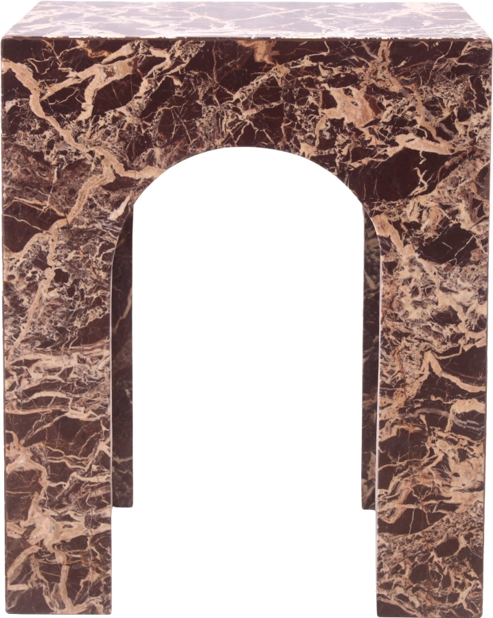Palermo Marble End Table in Burgundy - 99093Cherry-ET