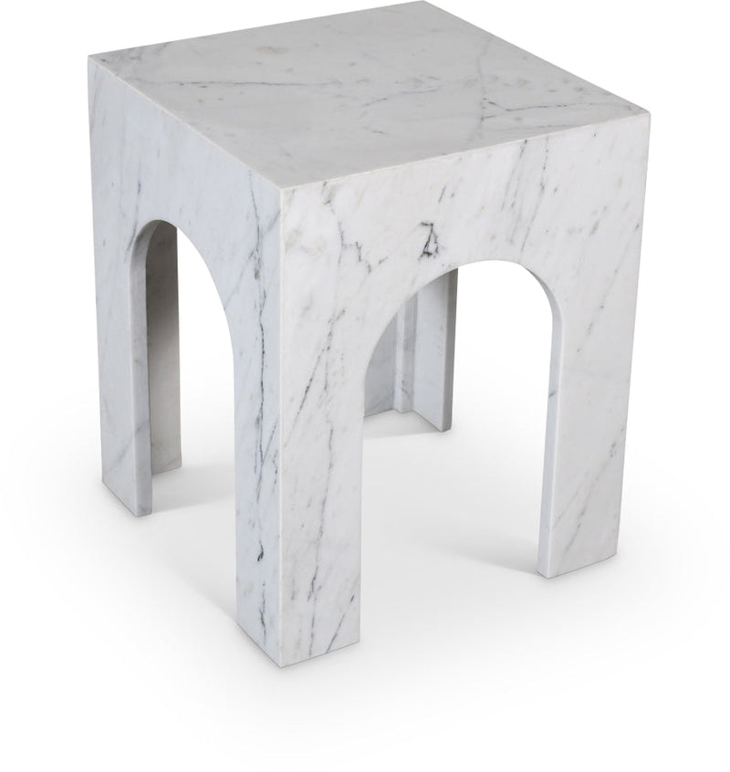 Palermo Marble End Table in White - 99093White-ET