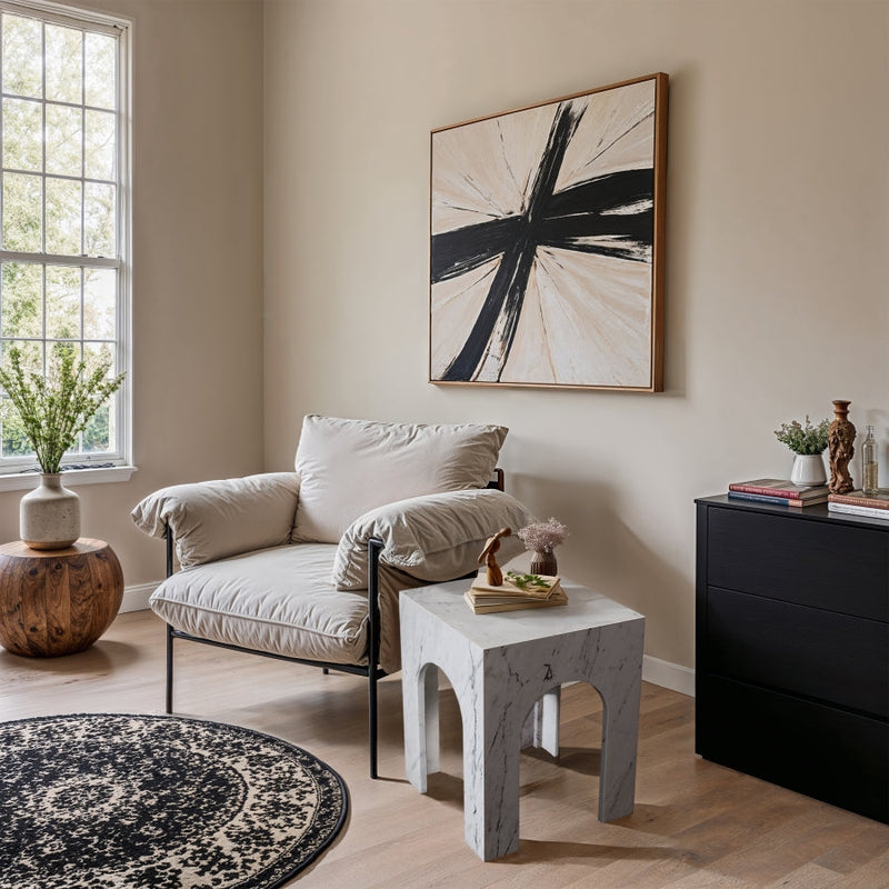 Palermo Marble End Table in White - 99093White-ET