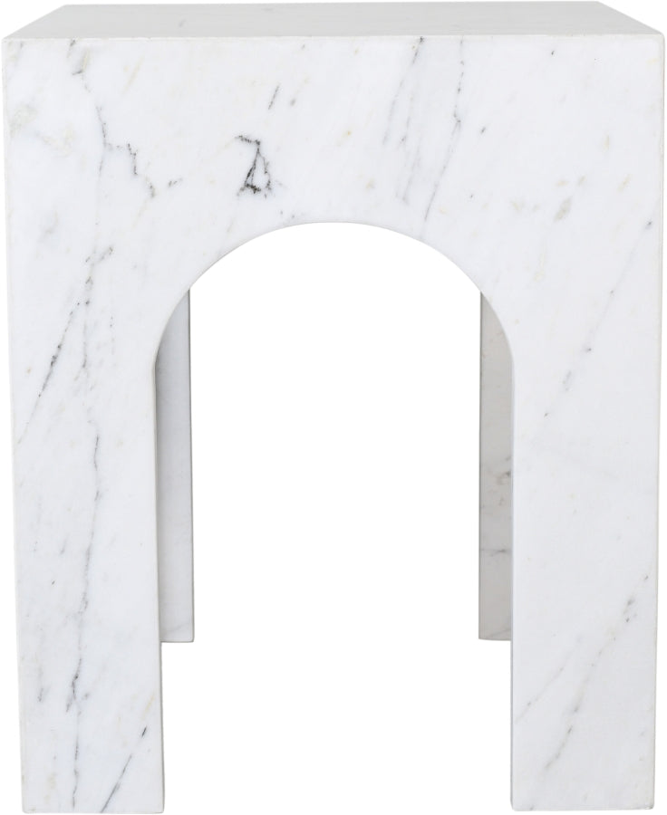 Palermo Marble End Table in White - 99093White-ET
