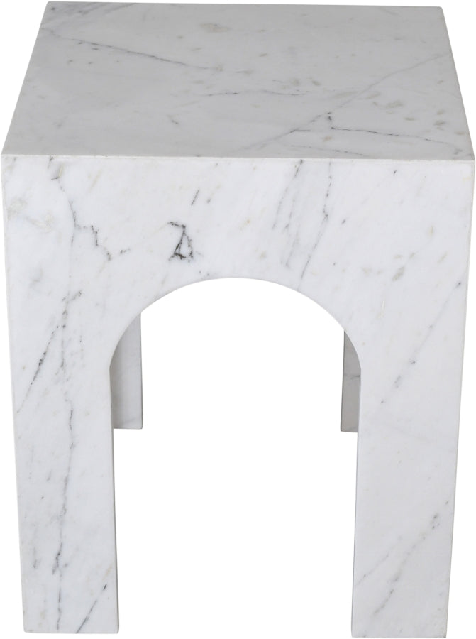 Palermo Marble End Table in White - 99093White-ET