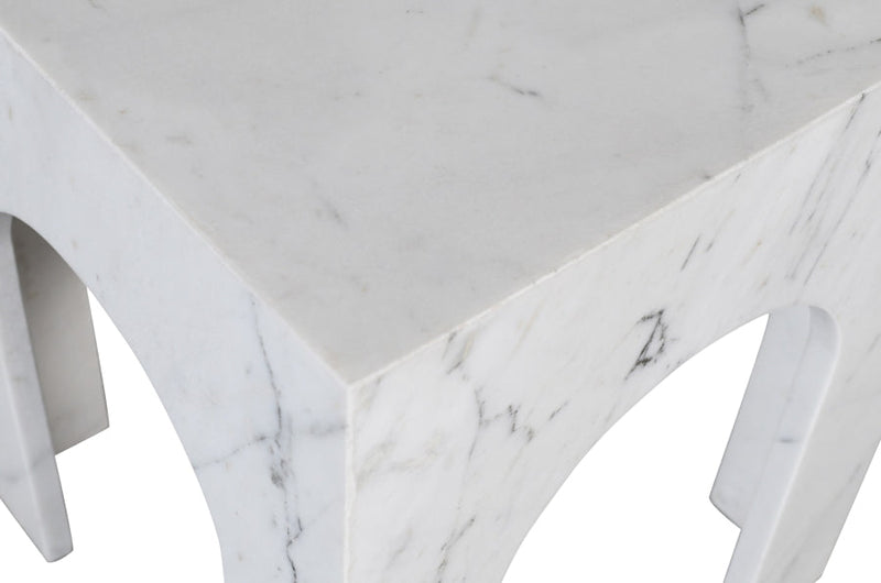 Palermo Marble End Table in White - 99093White-ET