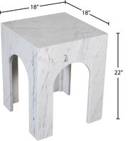 Palermo Marble End Table in White - 99093White-ET