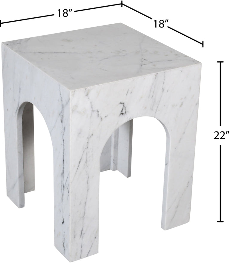 Palermo Marble End Table in White - 99093White-ET