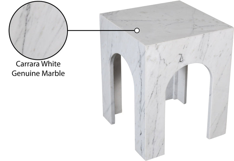 Palermo Marble End Table in White - 99093White-ET