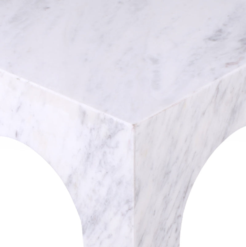 Palermo Marble End Table in White - 99093White-ET