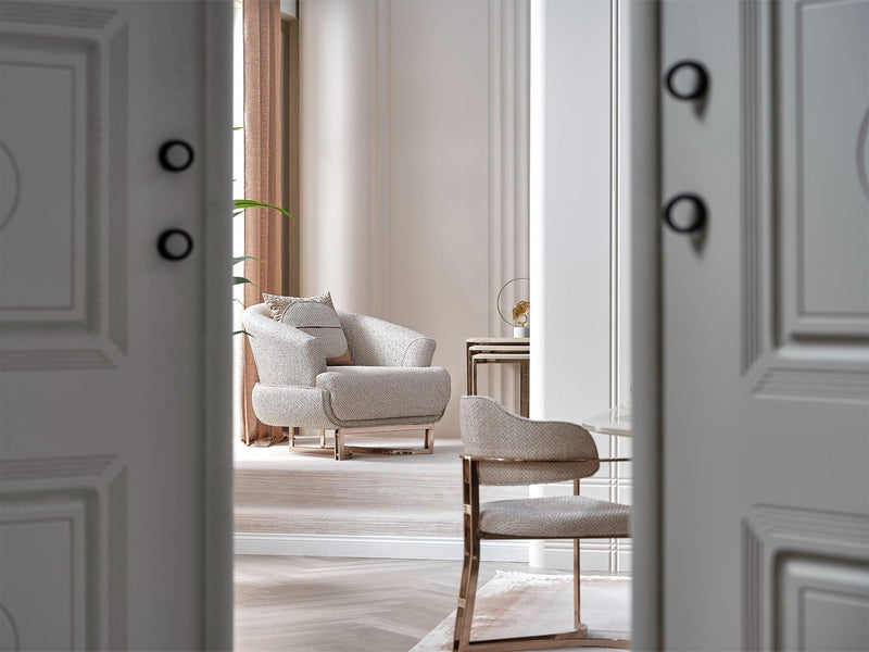 Palermo San 4-pieces (2 Sofa & 2 Chair) Livingroom in Cream - 200-SAN-PAL-3311