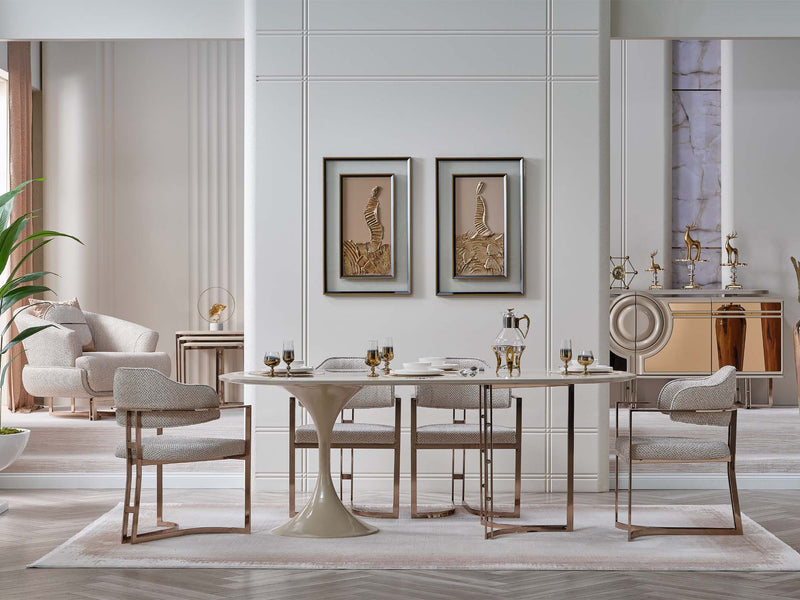 Palermo San Diningroom (Consol With Mirror & Dining Table & 6 Dining Chair) - 200-SAN-PAL-DT-6-SET
