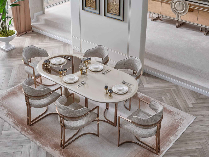 Palermo San Diningroom (Consol With Mirror & Dining Table & 6 Dining Chair) - 200-SAN-PAL-DT-6-SET