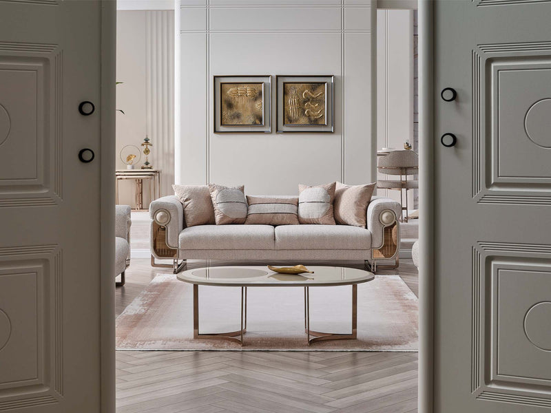 Palermo San Stationary Sofa in Cream - 200-SAN-PAL-3