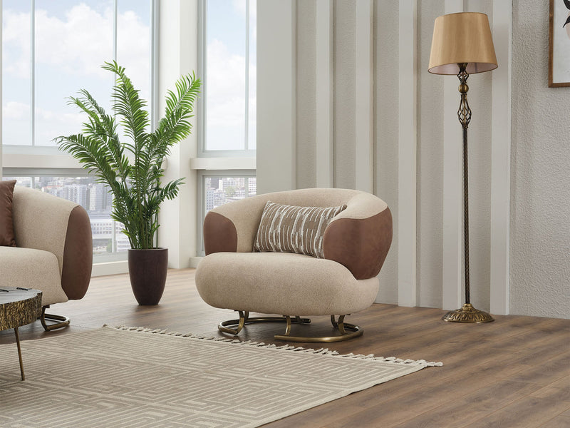 Palmera 3-pieces (Sofa & Loveseat & Chair) Livingroom Set Cream in Cream - 101-PAL-GIR03-321