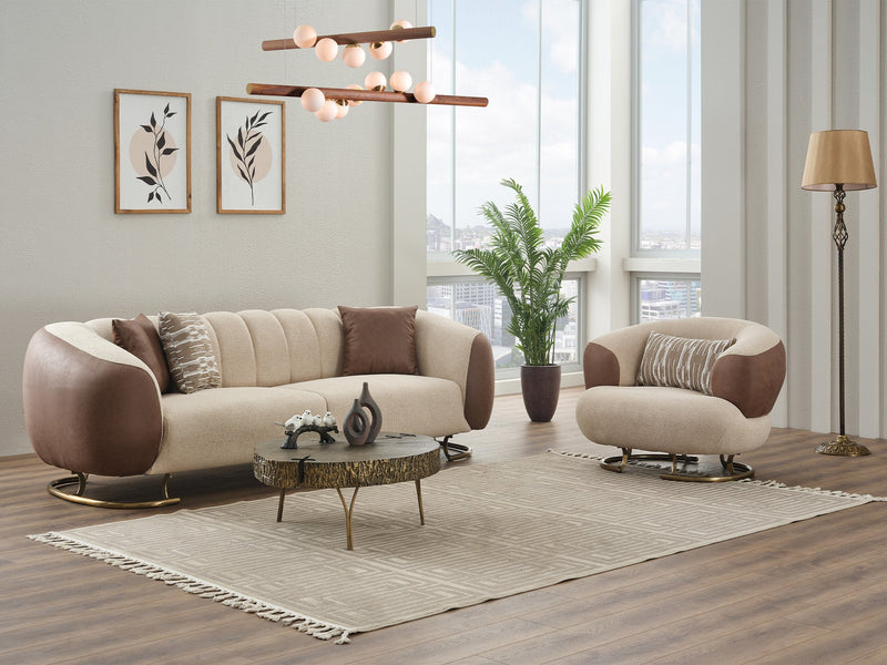 Palmera 3-pieces (Sofa & Loveseat & Chair) Livingroom Set Cream in Cream - 101-PAL-GIR03-321