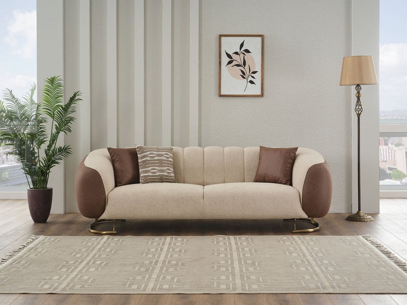 Palmera 3-pieces (Sofa & Loveseat & Chair) Livingroom Set Cream in Cream - 101-PAL-GIR03-321