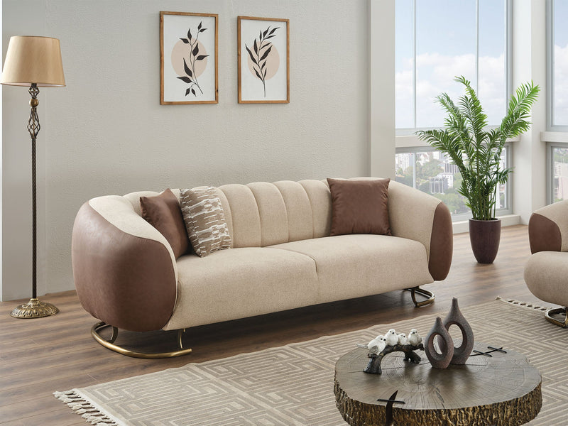 Palmera 3-pieces (Sofa & Loveseat & Chair) Livingroom Set Cream in Cream - 101-PAL-GIR03-321